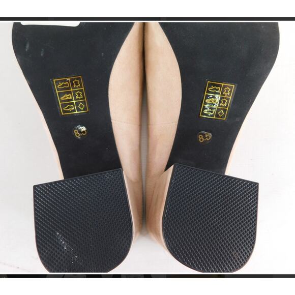 Women’s Size 8.5 Jeffrey Campbell Nude Suede Block Heel Mules 3” Slip-On - Picture 3 of 5